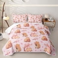 thumbnail image 2 of Erosebridal Cartoon Capybara Twin Quilt Set For Kids,Pink Cherry Blossom Twin Coverlet Set For Cute Animals Lover,2pcs, 2 of 7