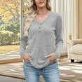 thumbnail image 4 of HAiming Womens Knit Sweater V Neck Long Sleeve Button Tunic Pullover Tops Casual Solid Color Blouse, 4 of 8