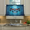 thumbnail image 4 of Coolnut Funny Skull Half Window Tier Curtains 24 Inch Blackout Thermal Insulating Kitchen Linen Tier Curtains for Kitchen, Bathroom, Cafe Home Decor, 4 of 7