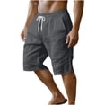 thumbnail image 3 of lcziwo Mens Gym Shorts with Pockets Classic Fit Outdoor Elastic Waist Hiking Shorts Cotton Linen Camping Fishing Travel Drawstring Chino Short Dark Gray XL, 3 of 8