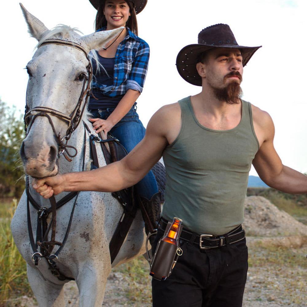 Beer Bottle Holster Leather Classic Bottle Holder Beer Holster