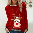 thumbnail image 4 of KZKR Women Long Sleeve Shirt, Christmas Elk Pattern T Shirt Lightweight and Breathable Women Tops Red, 4 of 5