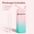 thumbnail image 2 of Daluvenix 12oz Insulated Kids Water Bottle with Straw and Carry Handle, Leak-Proof BPA-Free Stainless Steel Bottle, Gradient Pink Blue, 2 of 10