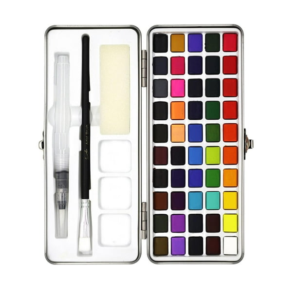 Set de acuarelas sólidas de 50/72/90 colores con estuche metálico. 50 colores
