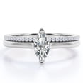 thumbnail image 1 of JeenMata Anillo de Bodas con Solitario de 1,75 Quilates de Talla Marquesa y Cuerpo Pavé, Engastado en Oro Blanco de 18 K sobre Plata (Personaliza Tu Anillo de Bodas), 1 of 6