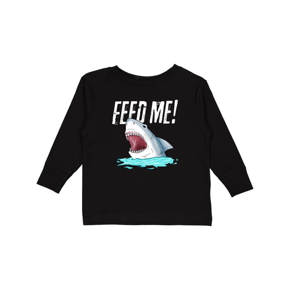 Inktastic Feed Me with Shark Head Boys or Girls Long Sleeve Toddler T-Shirt