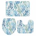 thumbnail image 2 of Blue Green Coral Bathroom Rugs Set Vintage Watercolor Seagrass Ocean Plant Marine Life Non Slip Absorbent Bath Mats 3 Piece Set with Bathroom Rug, U-Shaped Floor Mat, Toilet Seat Cover Large Size, 2 of 9