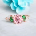 thumbnail image 3 of SHEKHAWATJEWELS 6 mm/ 0.75 Round Shape Pink Sapphire Engagement Ring Cluster Opal Emerald Ring For Women Yellow Gold Plated Silver Anniversary Gift For Her, 3 of 7