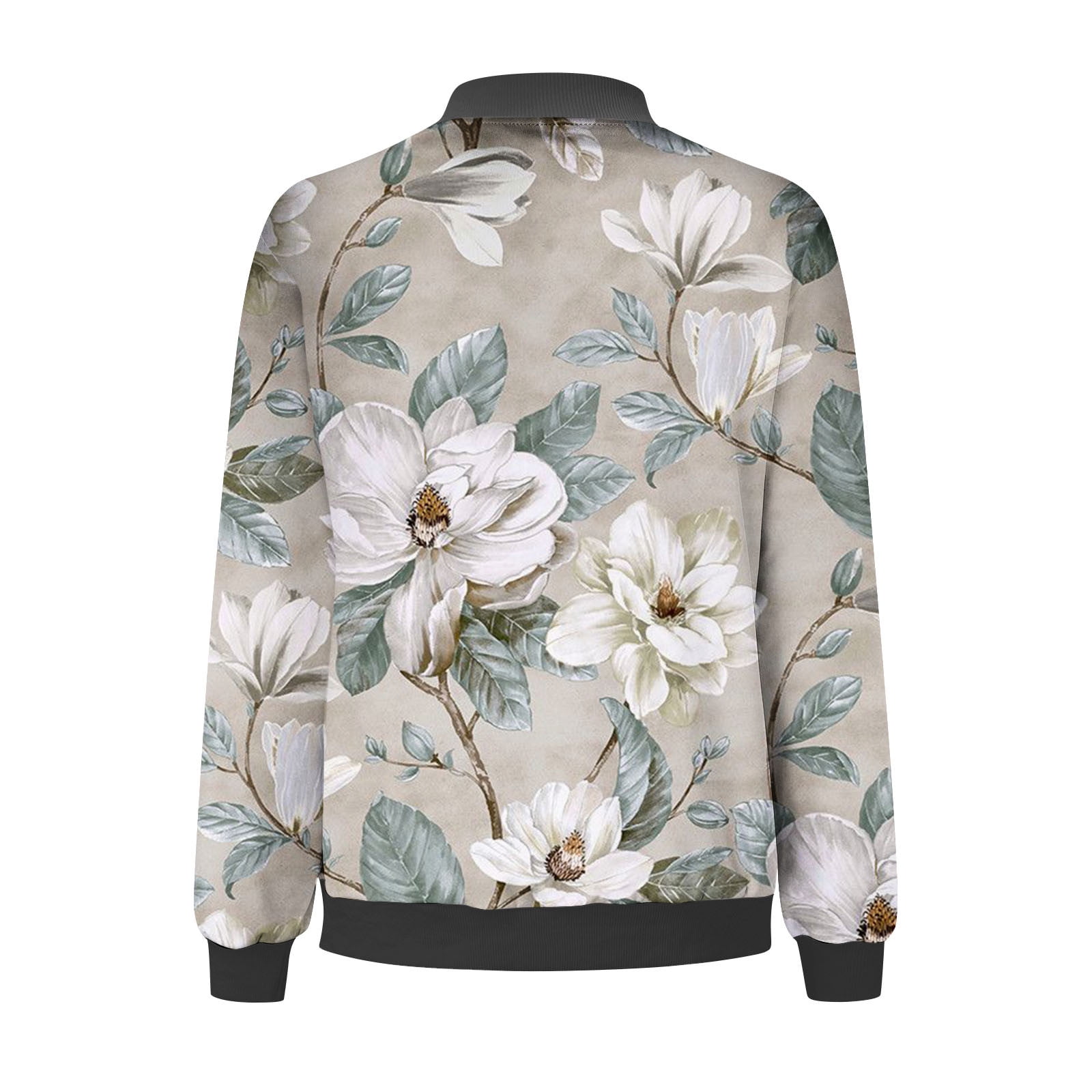 Lilgiuy Women's Casual Fashion Printed Pocket Zippered Coat