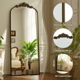 thumbnail image 3 of BEAUTYPEAK 66.1"x21.2" Full Length Mirror with Baroque Flower Head Design Wall-Mounted Mirror,Antique Bronze, 3 of 9