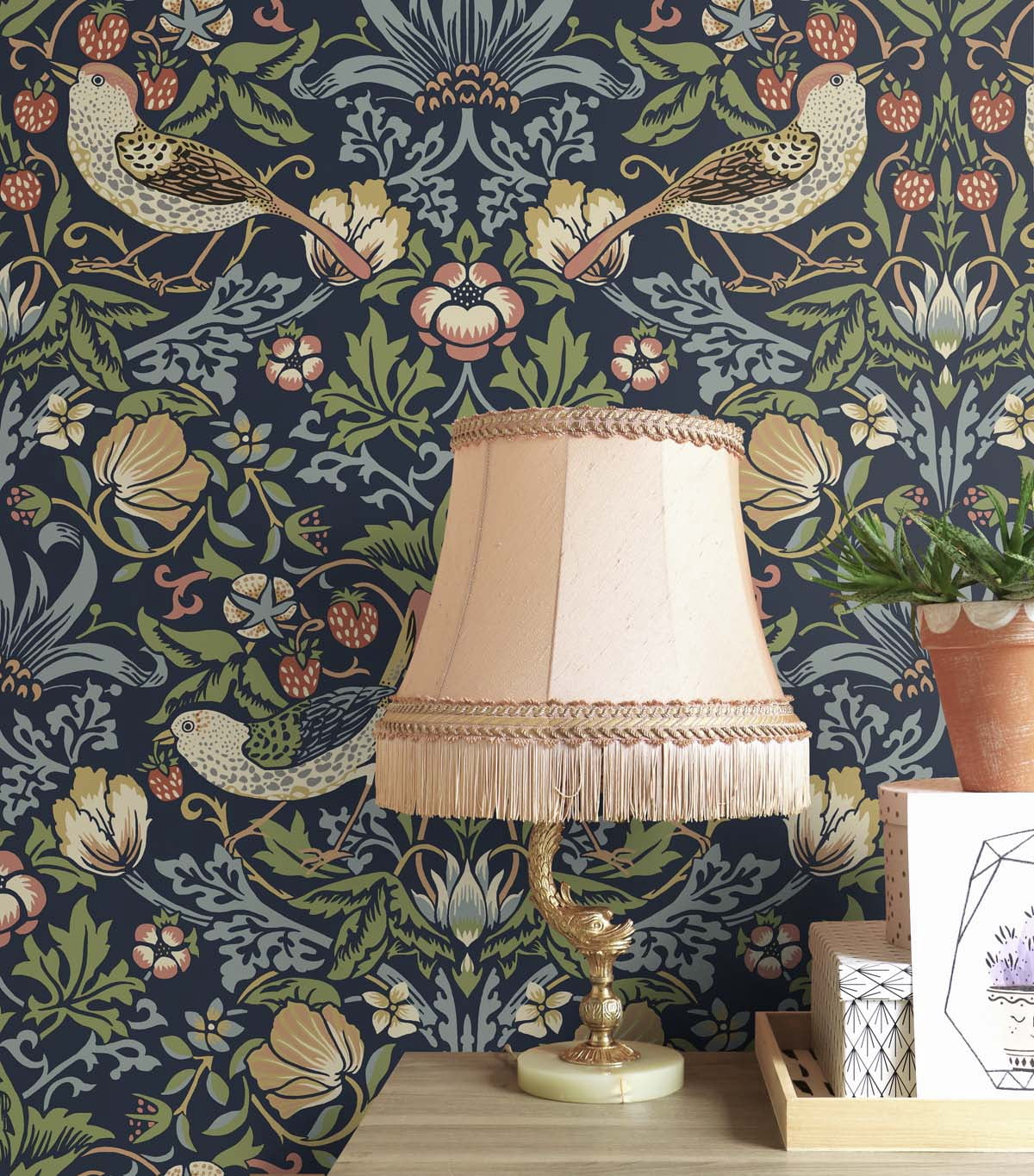 NextWall Midnight Blue Aves Garden Peel and Stick Wallpaper
