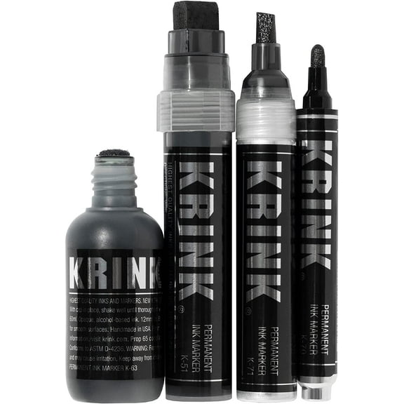 Krink Super Black Permanent Ink Markers - Set of 4