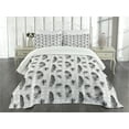 thumbnail image 3 of Ambesonne Feather Quilted Bedspread Set 3 Pcs, Grunge Geometric Gothic, King Size, Pale Grey Black White, 3 of 5