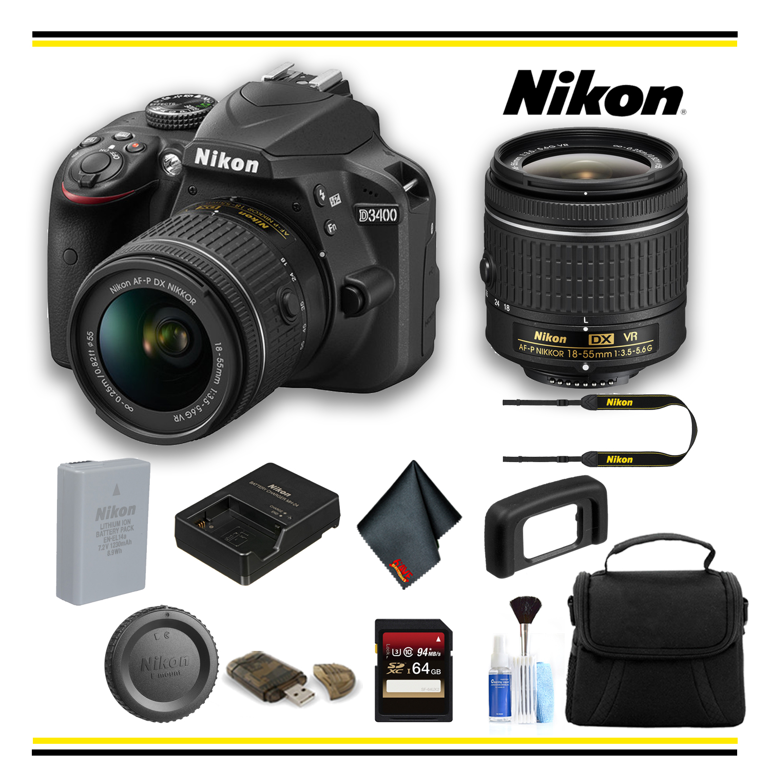 Nikon D3400 DSLR Camera with 1855mm Lens