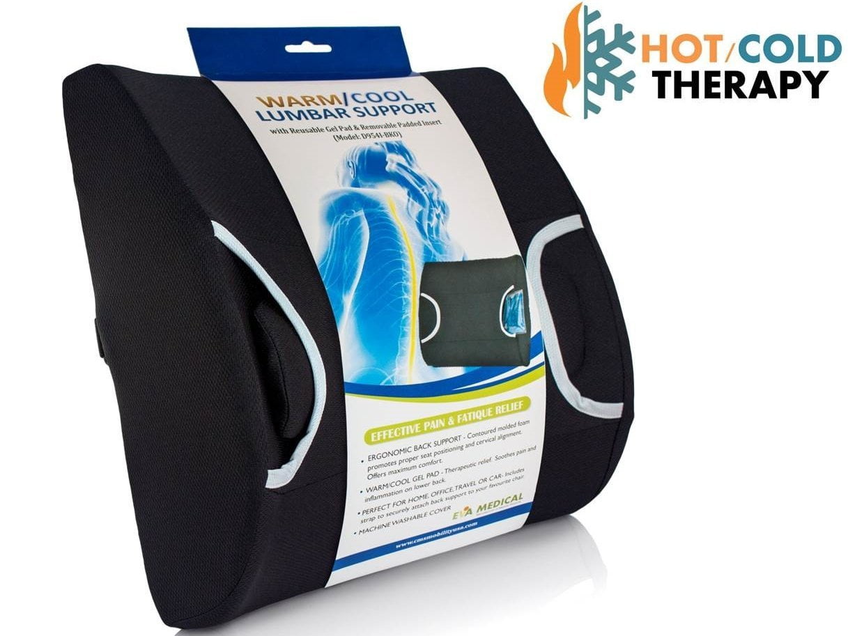 Vaunn Medical Lumbar Back Support Cushion Pillow with Warm/Cool Gel Pad