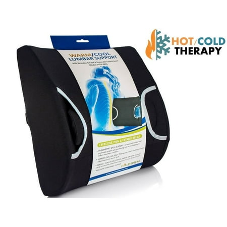 Vaunn Medical Lumbar Back Support Cushion Pillow with Warm/Cool Gel Pad and Removable Firm