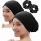 thumbnail image 1 of wonima11 Satin Bonnet for Sleeping Night Cap, Satin Lined Silk Bonnet Large Sleep Cap for Curly Braids Hair Beanie Black Women, 1 of 1