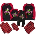 thumbnail image 1 of Conjuntos de pijamas navideños familiares a juego Grinch 2024, pijama de Grinch con parte superior y pantalones de pijama a cuadros, pijama de Grinch para niños y adultos para la familia, Mujer M, 1 of 3