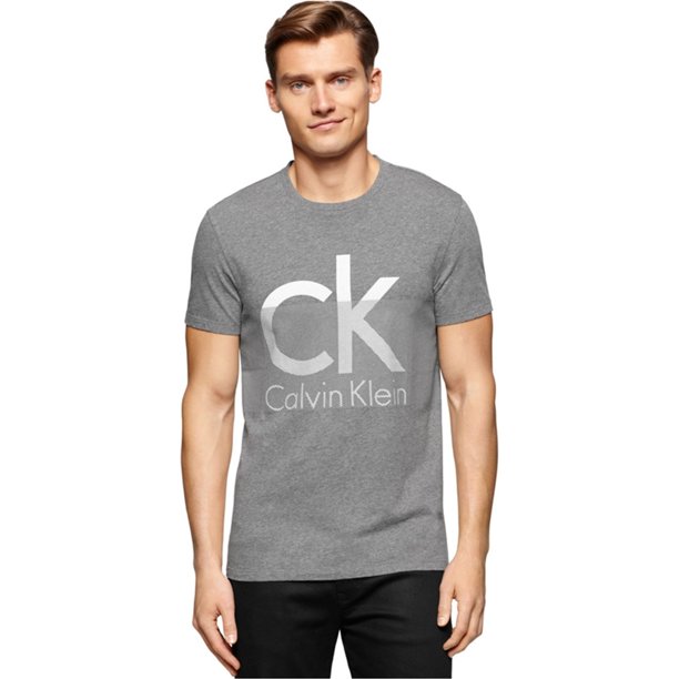 Calvin Klein CK Logo Camiseta gráfica para hombre, gris, XX-Large