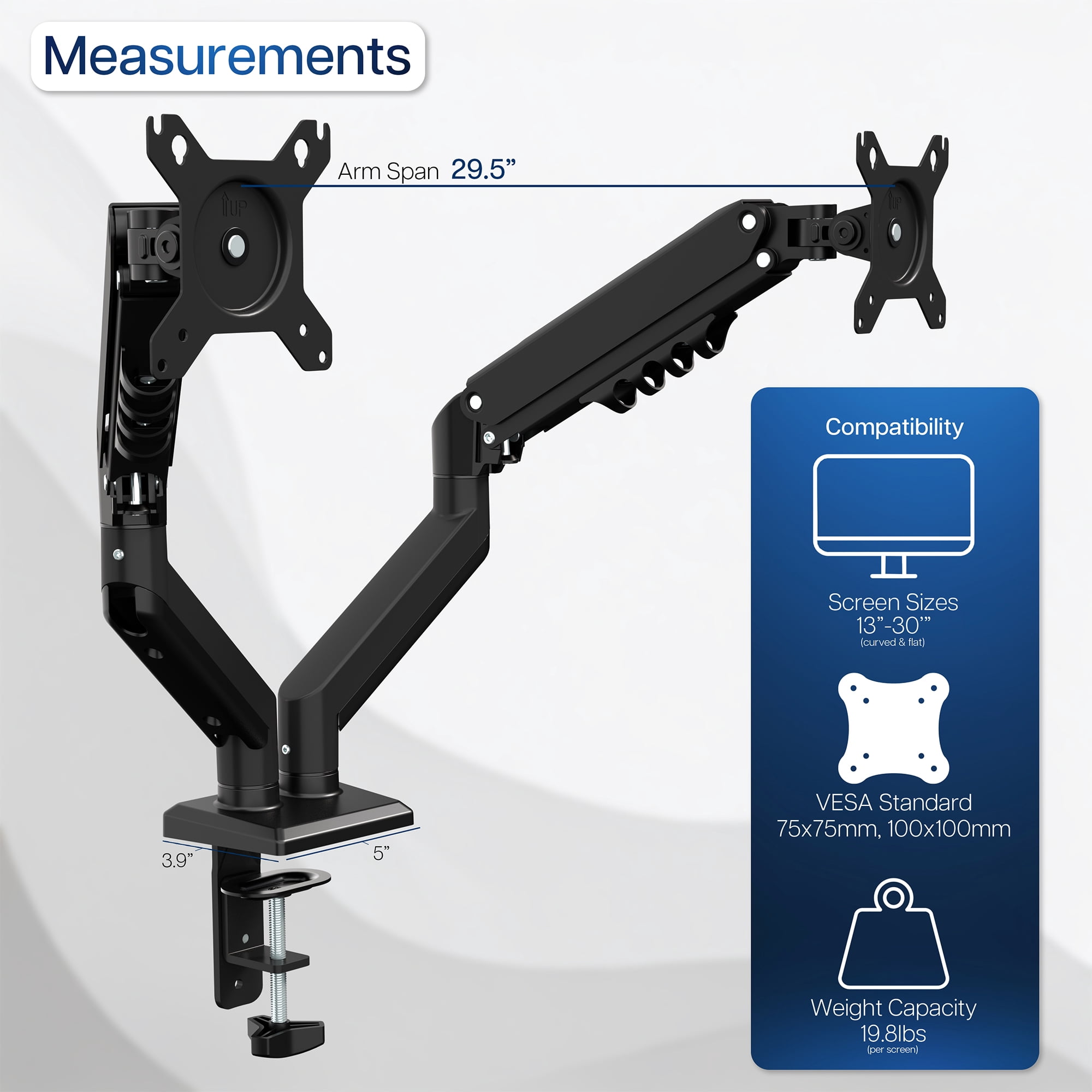 VIVO Black Dual 13" to 30" Computer Monitor Counterbalance Desk Mount Stand