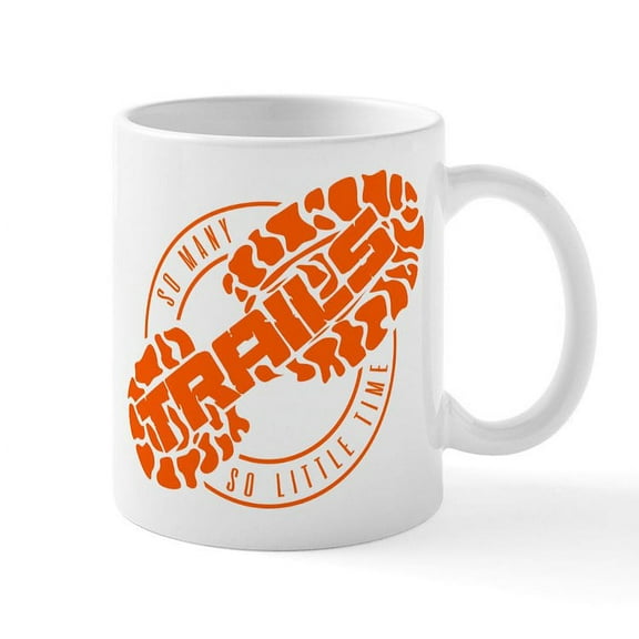 CafePress - So Many Trails Angled Orange Mug - 11 oz Ceramic Mug - Novelty Coffee Tea Cup