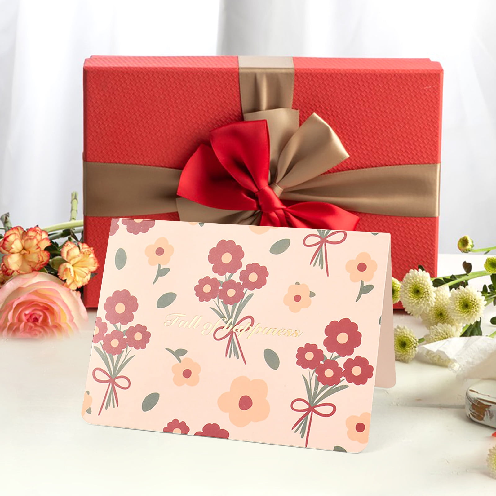 Carte de Message de Bénédiction de la Saint-Valentin Carte de Vœux Rétro Petite Fleur Fragmentée Estampée à Chaud E