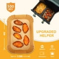 thumbnail image 3 of SUTENGDA Air Fryer Paper Liners Disposable  100 PCS 8 x 5.5” Rectangle Parchment Paper Sheets  Non-stick Food Grade Liners for Rectangular Air Fryer Basket Oilproof Waterproof  Brown, 3 of 7