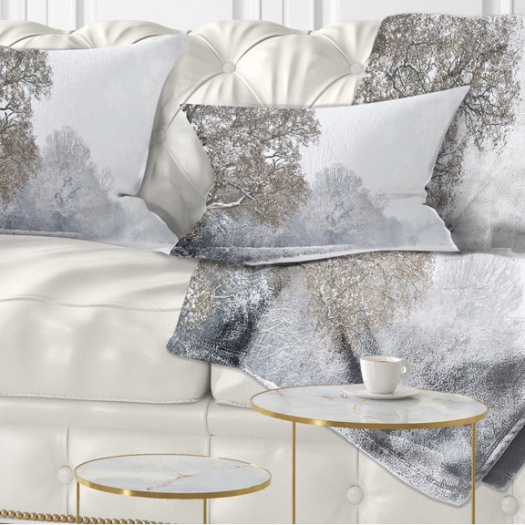 Designart Christmas Winter Snow - Landscape Photography Throw Pillow - 12x20