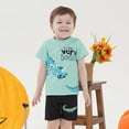 thumbnail image 3 of AWZXDE Toddler Boys 3-Piece Swim Set Short Sleeve Rash Guard Shirt and Trunks Playwear for Beach Pool, 3 of 6
