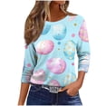 thumbnail image 6 of cocolona Easter Shirts for Women Graphic Tees Cute Crew Neck 3/4 Sleeve Bunny T-Shirts Summer Tops, 6 of 7