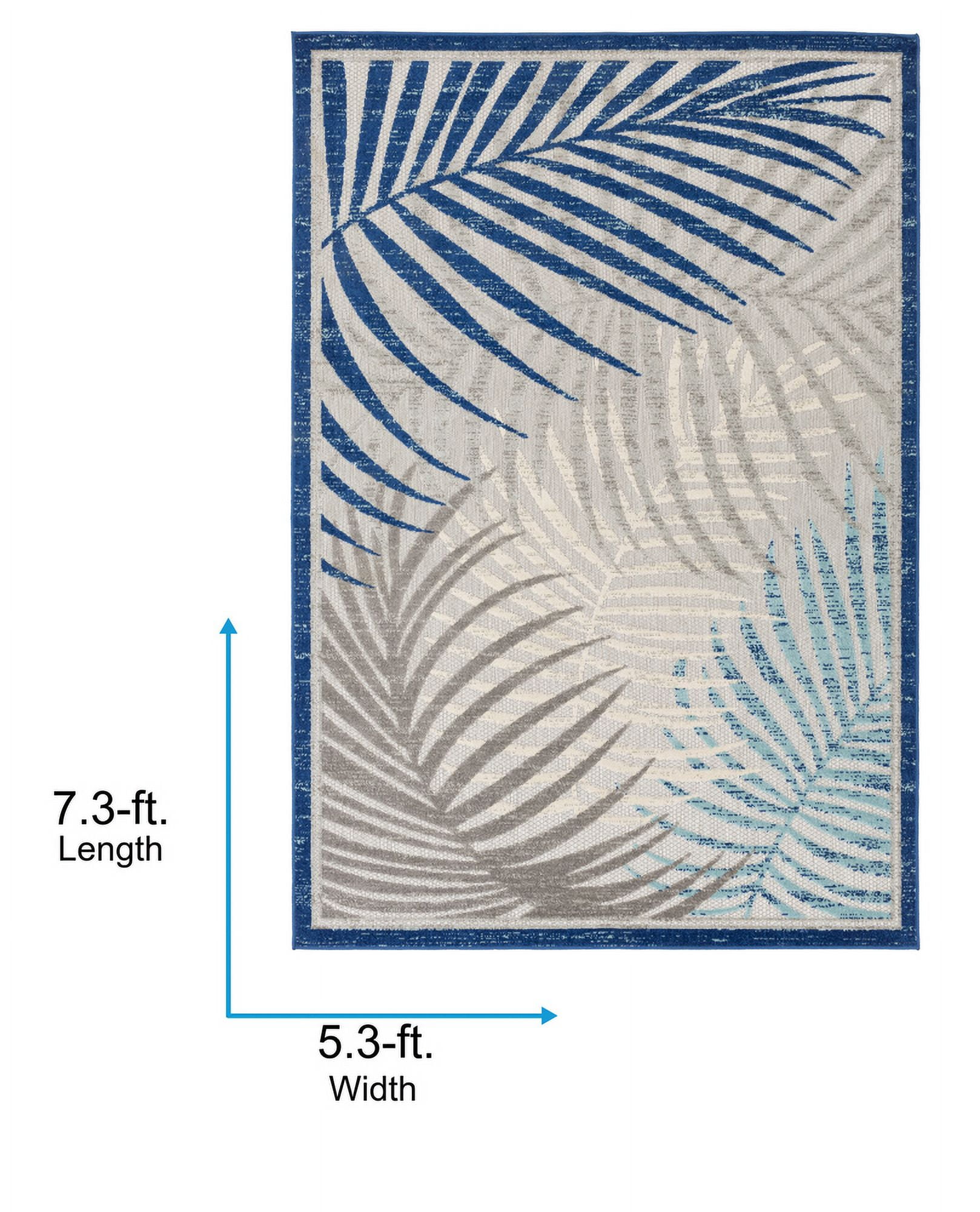 Livabliss Outdoor Rugs, 5x7 Big Sur Coastal Blue Area Rug for Patio, Porch, Deck, Backyard, Waterproof Indoor Outdoor Carpet (5'3" x 7'3")