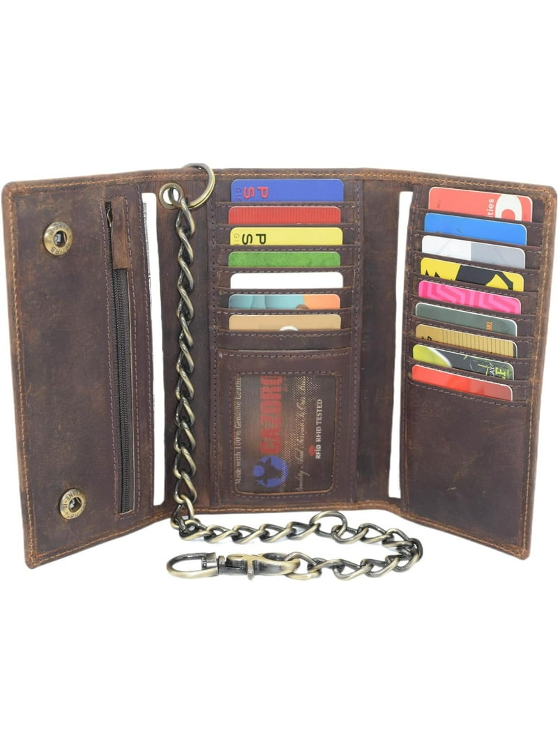 Biker Skull Chain Wallet RFID Signal Blocking Men's Vintage