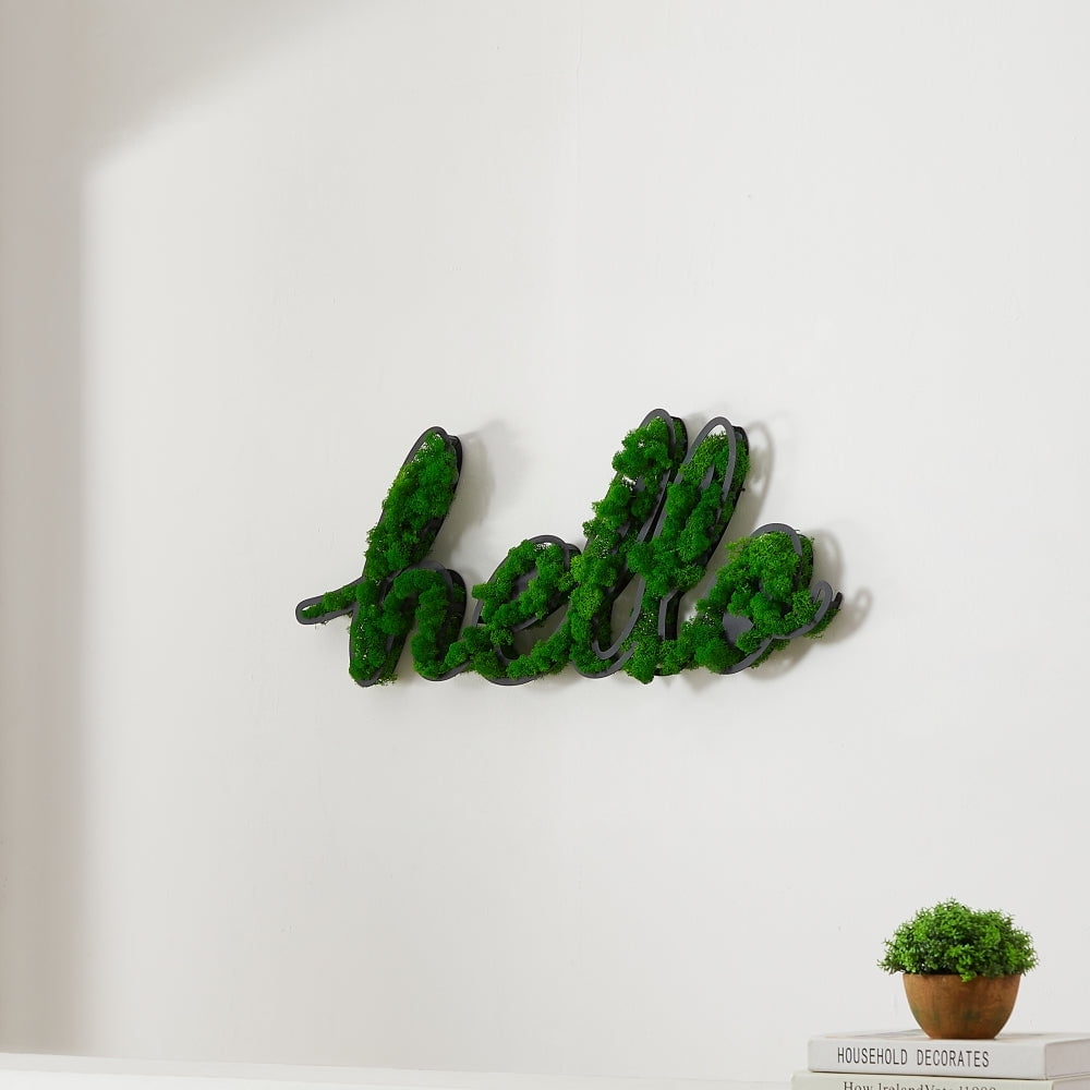 "HELLO" Letter Art Moss Wall Decor A Natural Greeting