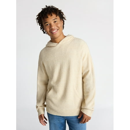 No Boundaries Brushed Hooded Sweater with Long Sleeves, Midweight, Men's & Big Men's XS-3XL