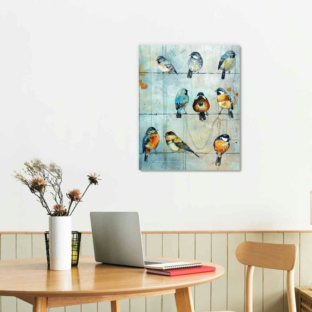 COMIO  Bird Picture Canvas Wall Art: Colorful Birds Painting Print on Canvas Artwork for Bedroom