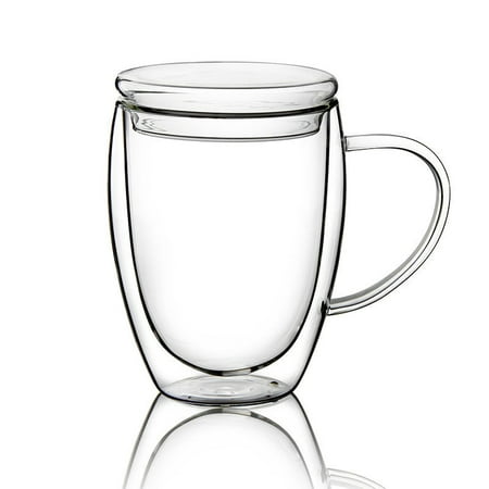 

250/350/450ml Double Wall High Borosilicate Glass Mug With Lid Heat Resistant Tea Milk Lemon Juice Coffee Water Cup Drinkware