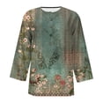 thumbnail image 5 of Fiudx Ropa de Mujer Blusa Informal de Manga 3/4 con Botones y Estampado de Cuello para Mujer, 5 of 5