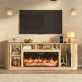 ANPOO Modern Reeded 85" TV Stand with 40" Fireplace, Sliding Doors ...