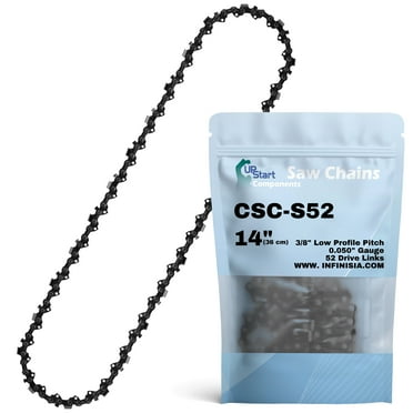 14-inch Chainsaw Chain Replacement for Homelite i3850b Chainsaws - S52 (14", 3/8" Low Profile Pitch, 0.050" Gauge, 52 Drive Links)
