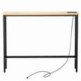 thumbnail image 2 of 39.4" Narrow Console Sofa Table - Oak Wood & Black Metal, Adjustable Feet, Stable Metal Frame for Living Room, Behind Sofa, Apartments, Dorms, 2 of 13