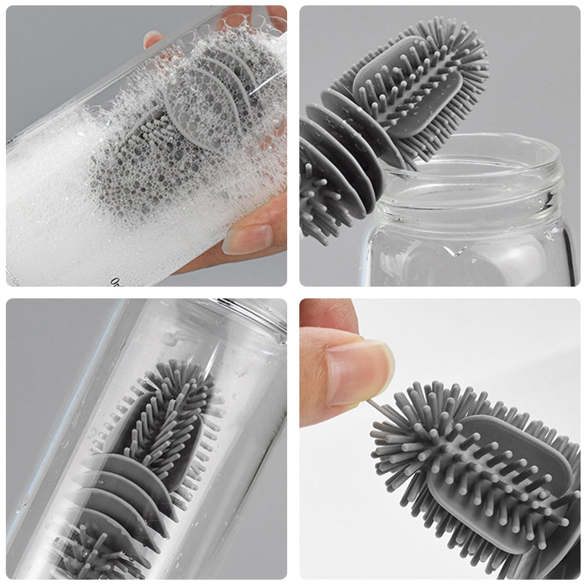 Nyidpsz 6pcs 3 in-1 Multi-Use U-Shaped Silicone Multifunctional Cleaning Brush Bottle Detail Brush Straw Cleaner Tools Bottle Lid Groove Cleaning