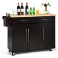 thumbnail image 1 of Costway Kitchen Island Trolley Cart Wood Top Rolling Storage Cabinet w/Knife Block Brown, 1 of 10