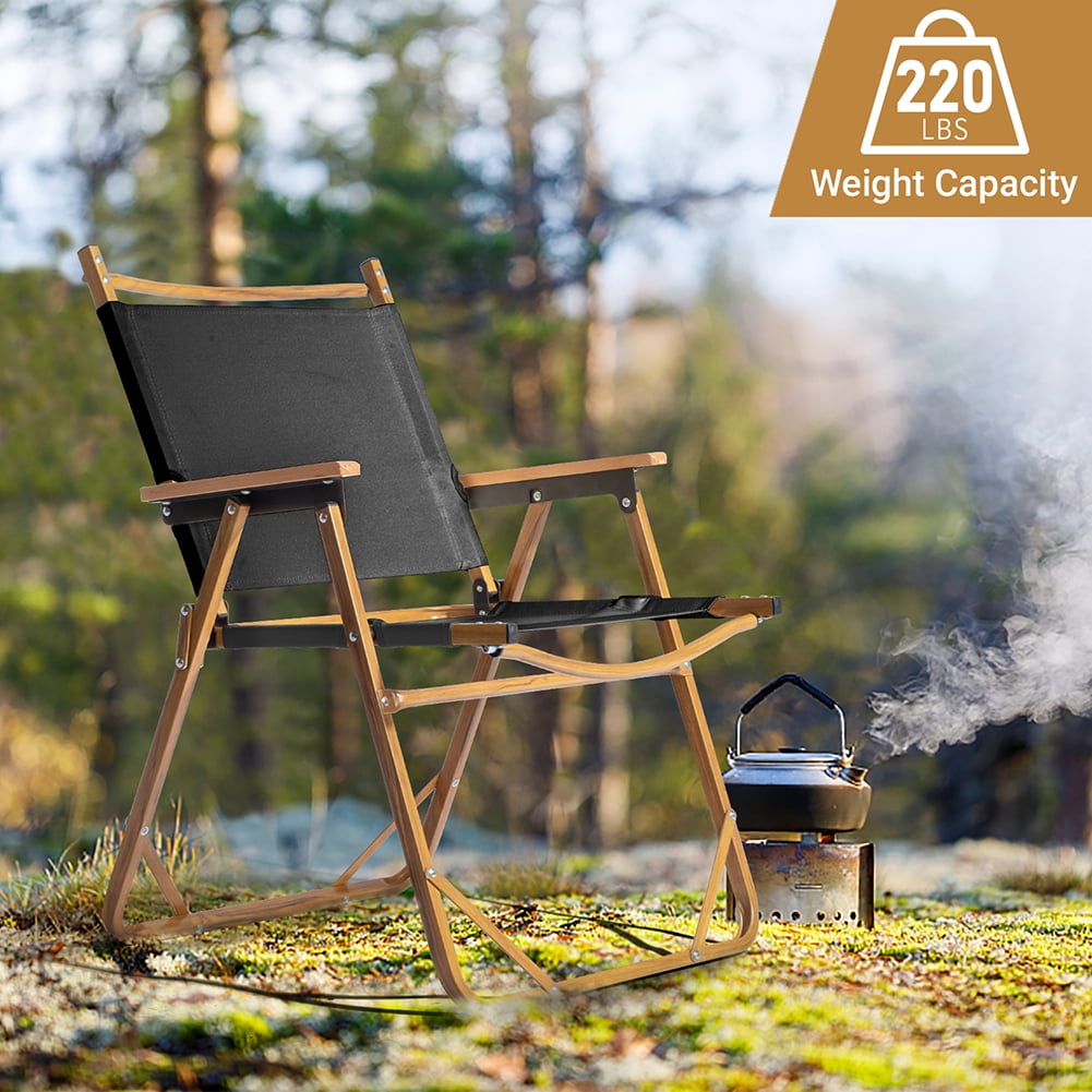 Kadyn Folding Camping Chair, Outdoor Chair for Adult, Modern Camping Chair with Large Aluminum Frame, Black