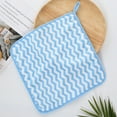 thumbnail image 5 of yulier 5 Pack Kitchen Dish Towels , 12"x12" Dish Rags with Hanging Loop, Microfiber Cleaning Cloths, Ultra Soft Absorbent Quick Drying Wave Dish Cloths, Blue, 5 of 6