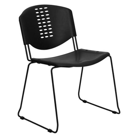 400 Stack - Flash Furniture HERCULES Series 400 lb. Capacity Black Plastic Stack Chair with Black Frame