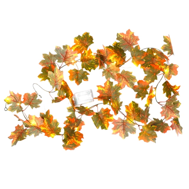 Cadena de lámpara Simulación de hojas de arce lámpara de alambre de cobre guirnalda decorativa de Acción de Gracias adornos de otoño lámpara colgante de 2m Romacci Cadena de lámpara