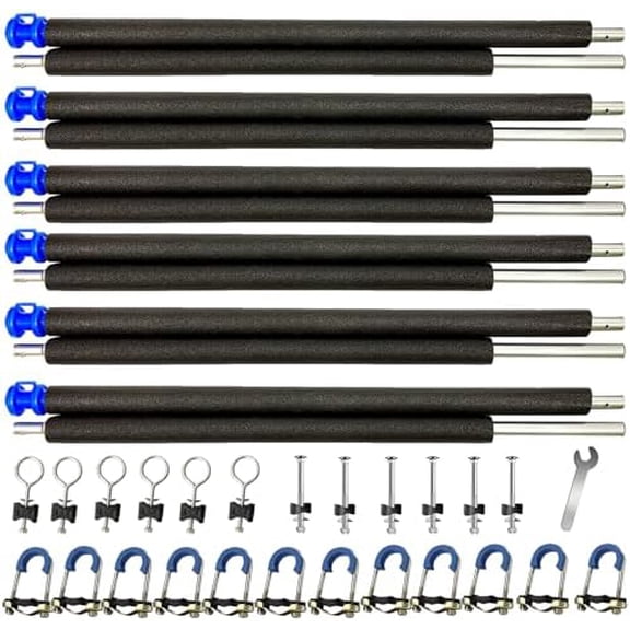 Universal Trampoline Enclosure Poles Replacement Kit – 6 Straight Poles & Hardware for 10, 12, 14, 15FT Trampoline Frames$$Sport & Recreation Other