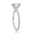 thumbnail image 3 of Silver Tone Center 8mm Round Solitaire Cubic Zirconia Micro Pave Bridal Engagement Band Ring, 3 of 5