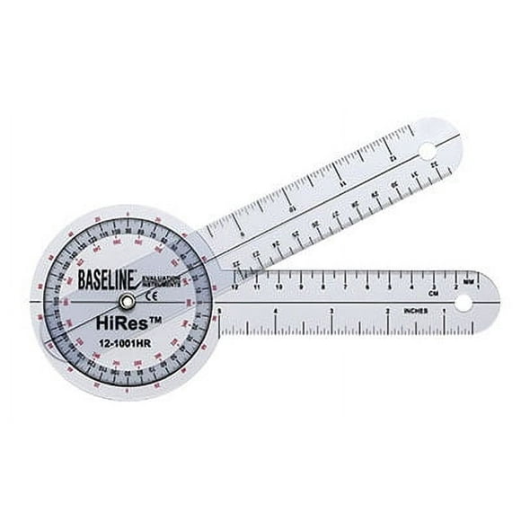 Baseline-12-1001HR Plastic HiRes 360 Degree ISOM Goniometer, 8" Length,Clear