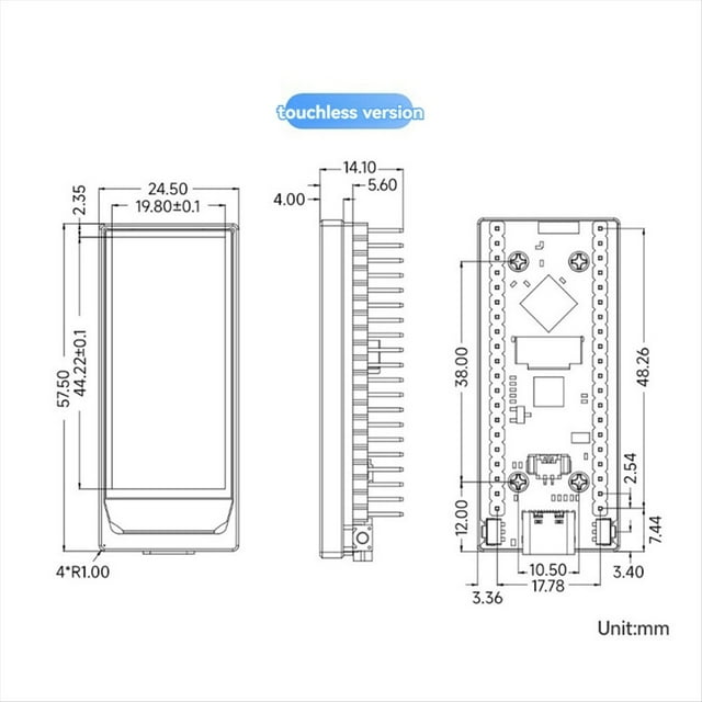 Placa de Desarrollo ESP32-S3 AMOLED de 1,91 Pulgadas con Doble Núcleo y Compatible con para Wi-Fi de 2,4 GHz y Bluetooth